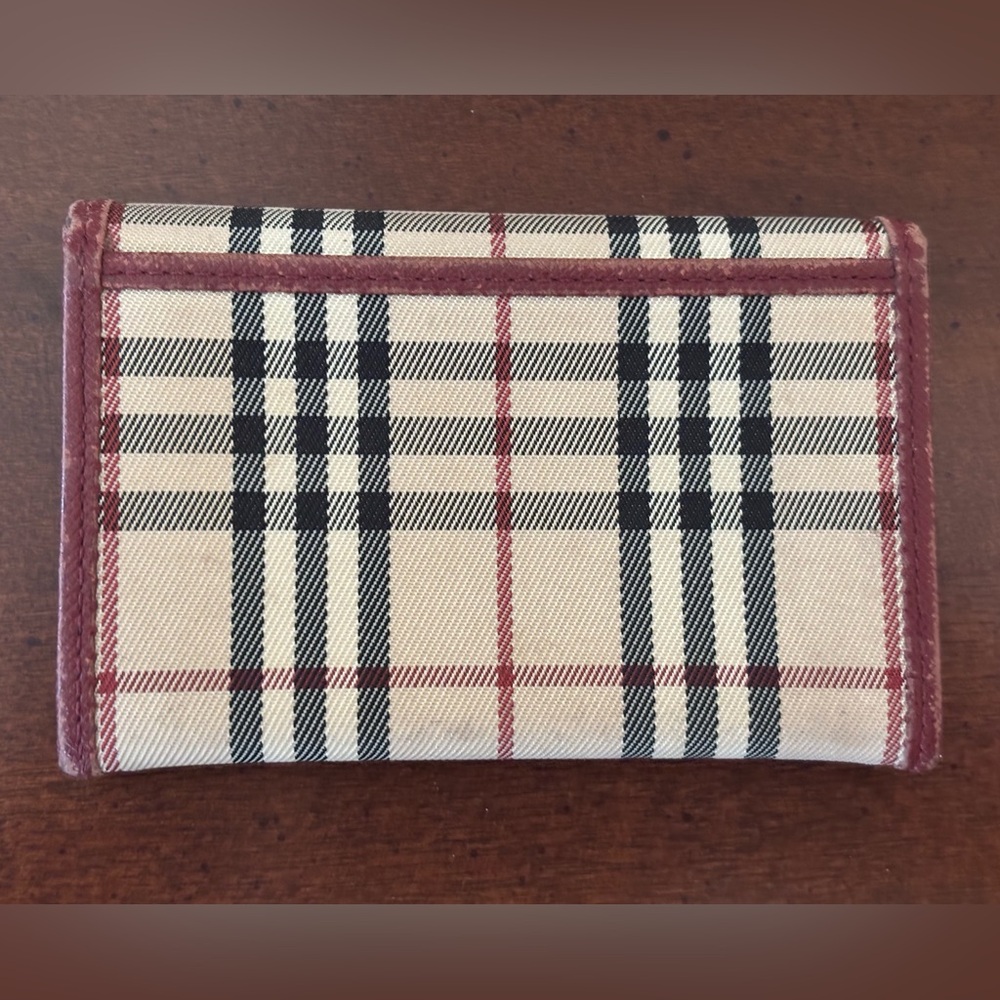 Burberry UNISEX Beige Nova Check Canvas Card Holder with Leather Trim - Picture 2 of 5